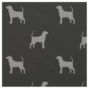 Svart och Tan Coonhound Silhouettes Patterned Tyg