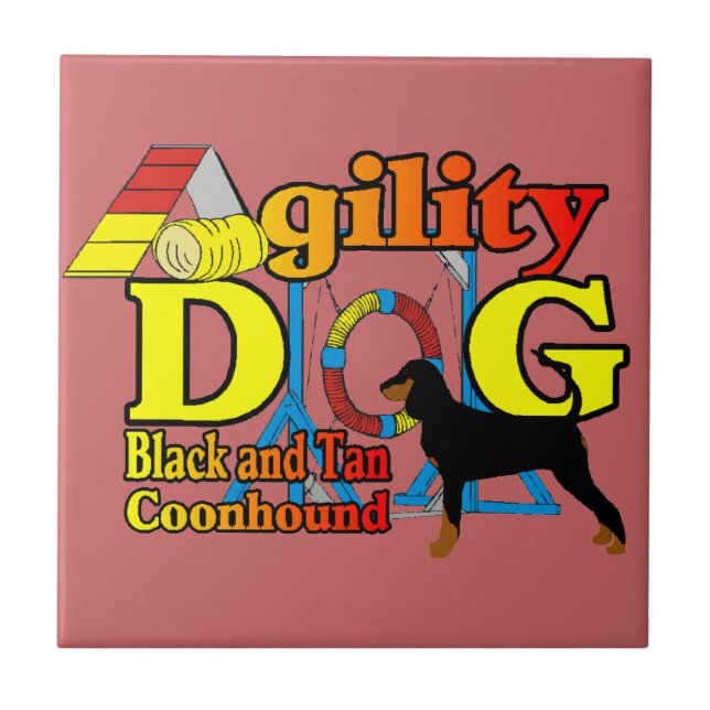 Svart och Tan Coonhound-smidighet Kakelplatta (Framsidan)