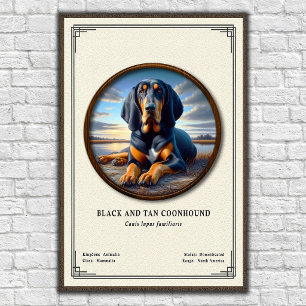 Svart och Tan Coonhound Zoologi Serie Poster
