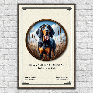 Svart och Tan Coonhound Zoologi Serie Poster