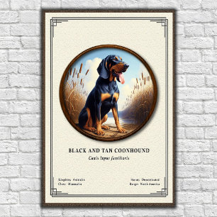 Svart och Tan Coonhound Zoologi Serie Poster