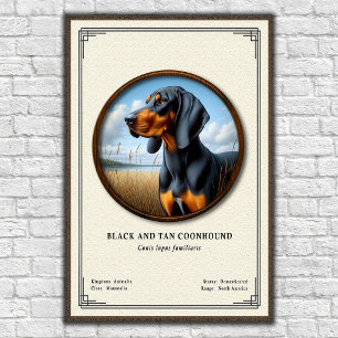 Svart och Tan Coonhound Zoologi Serie Poster