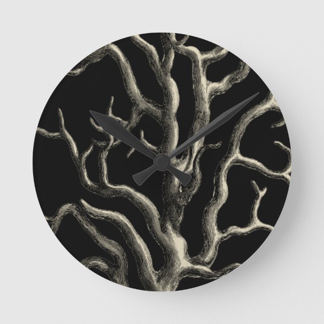 Svart och tan Coral Rund Klocka (Framsida)