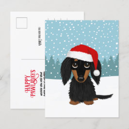 Svart och Tan Dachshund-Anpassningsbarna Julpett H Vykort