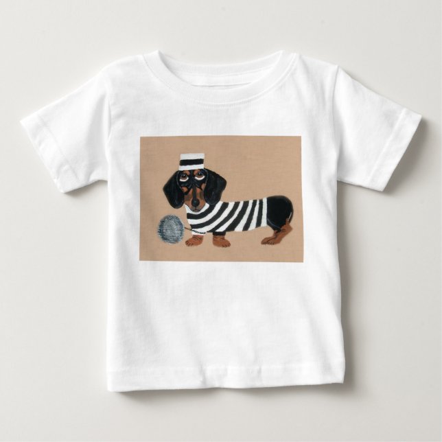 Svart och Tan Dachshund Godsstöld Tjuvfågel T Shirt (Framsida)