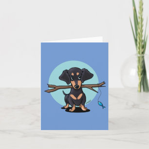 Svart- och Tan Dachshund-gratulationskort Tack Kort