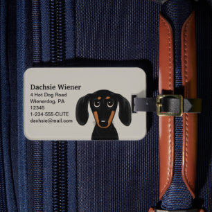 Svart och Tan Dachshund-Hund Jackat med rött ljus Bagagebricka