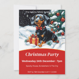 Svart och Tan Dachshund jul Party Inbjudningar