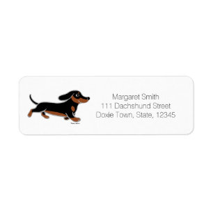 Svart och Tan Dachshund springer Returadress Etikett