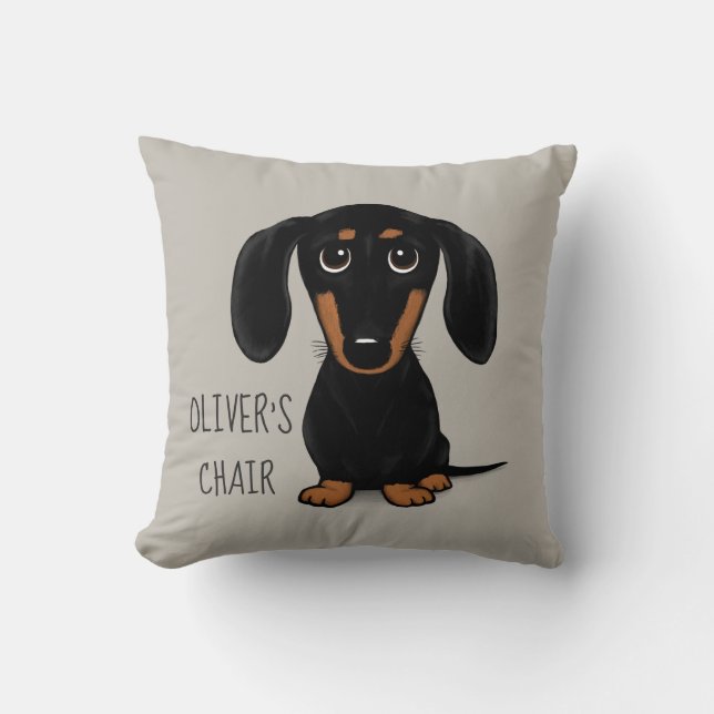 Svart och Tan Dachshund| Wiener Hund Personlig Kudde (Framsida)