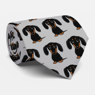 Svart och Tan Dachshunds Wiener Hund Mönster Slips