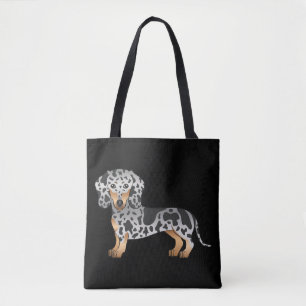 Svart och Tan Dapple Korthårig Dachshund - Svart Tygkasse