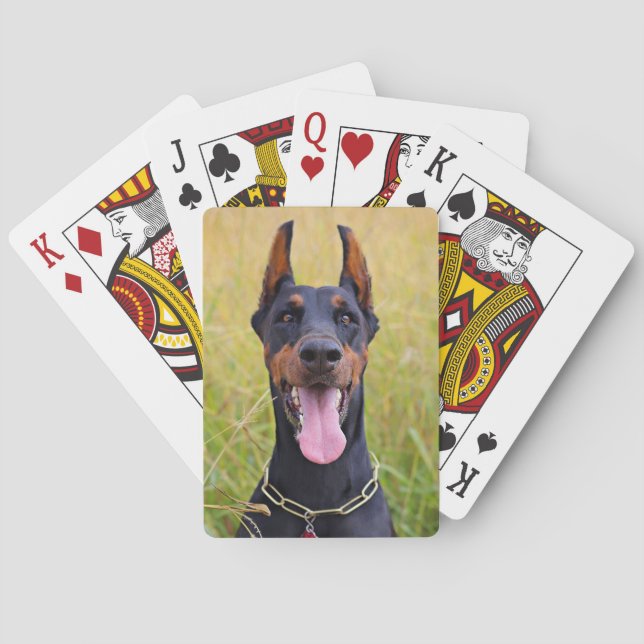 Svart och Tan Doberman Pinscher Casinokort (Baksidan)