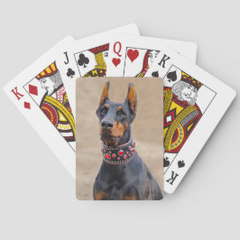 Svart och Tan Doberman Pinscher på judisk krage Casinokort