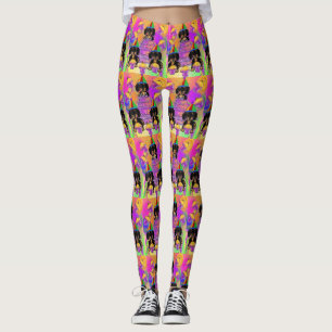 Svart och Tan Doxie Leggings