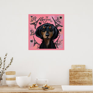 Svart och Tan Doxie Poster