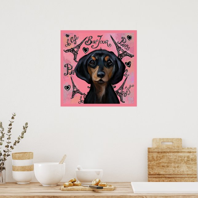 Svart och Tan Doxie Poster (Kök)