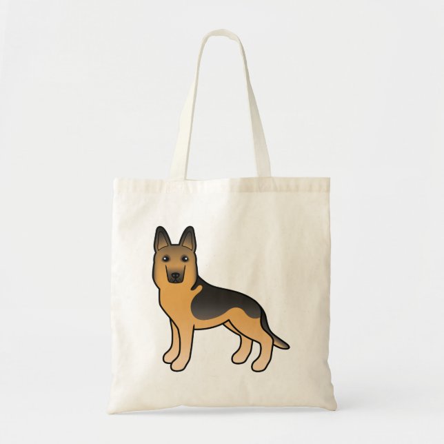 Svart och tan German Shepherd Hund Illustration Tygkasse (Framsidan)