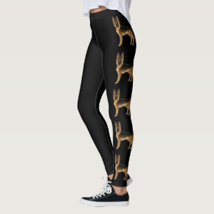 Svart och tan German Shepherd Hund Illustrations Leggings