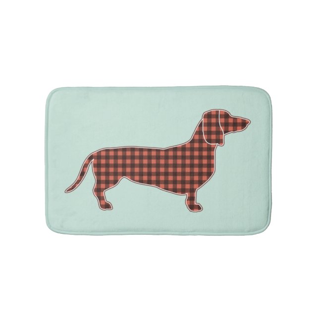Svart och Tan Gingham Dachshund Mintgrön Badrumsmatta (Framsidan)