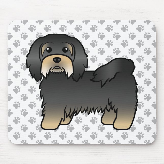 Svart och Tan Havanese Cute Tecknad hund Musmatta (Framsidan)