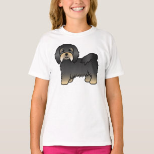 Svart och Tan Havanesiskt Sött Tecknat Hund T Shirt
