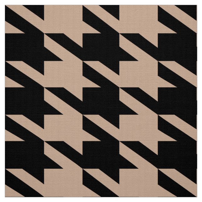 Svart och Tan Houndstooth Seamless Mönster Tyg (Provkarta)
