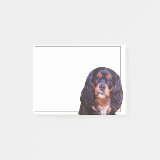 Svart och Tan King Charles Spaniel Post It lapp Post-it Block (Framsida)