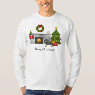 Svart Och Tan Korthårig Dachshund Julrum T Shirt