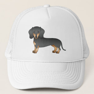 Svart Och Tan Korthårig Dachshund Tecknad Hund Keps