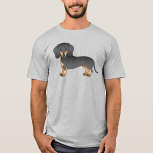 Svart Och Tan Korthårig Dachshund Tecknad Hund T Shirt