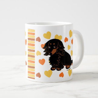 Svart och tan Långfärgad Dachshund 3 Jumbo Mugg