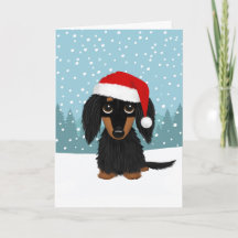 Svart och Tan Långhårig Dachshund-Hund jul