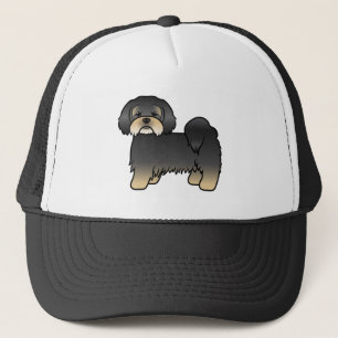 Svart Och Tan Lhasa Apso Söt Tecknad Hund Keps