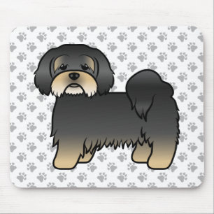 Svart Och Tan Lhasa Apso Söt Tecknad Hund Musmatta