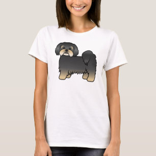Svart Och Tan Lhasa Apso Söt Tecknad Hund T Shirt