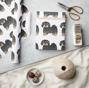 Svart Och Tan Lhasa Apso Söt Tecknad Hundmönster Presentpapper