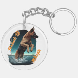 Svart och Tan Malinois i Vatten