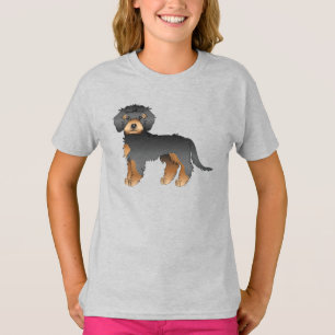 Svart och Tan Mini Goldendoodle Söt Tecknad Hund T Shirt