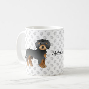 Svart Och Tan Mini Goldendoodle Tecknad Hund & Nam Kaffemugg