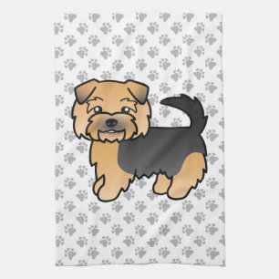 Svart Och Tan Norfolk Terrier Söt Tecknad Hund Kökshandduk