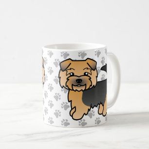 Svart Och Tan Norfolk Terrier Tecknad Hund & Tassa Kaffemugg