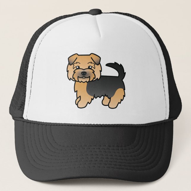 Svart Och Tan Norfolk Terrier Tecknad Hund Truckerkeps (Framsida)