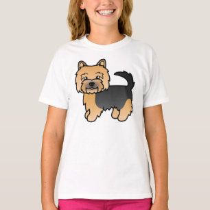 Svart och Tan Norwich Terrier Cute Tecknad hund T Shirt