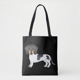 Svart och Tan Piebald Korthårig Dachshund - Svart Tygkasse