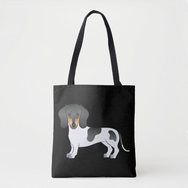 Svart och Tan Piebald Korthårig Dachshund - Svart Tygkasse (Framsida)