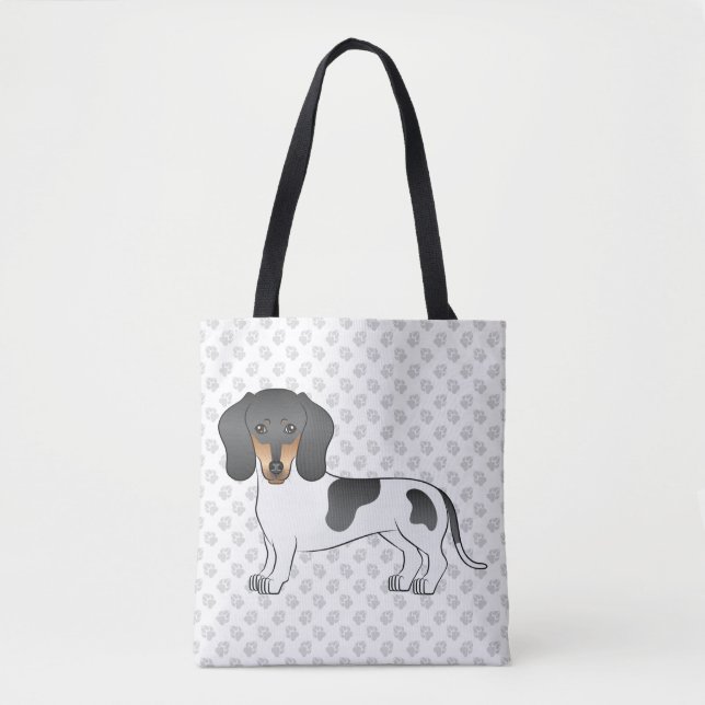 Svart Och Tan Piebald Korthårig Dachshund & Tassar Tygkasse (Framsida)