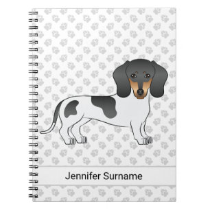 Svart Och Tan Piebald Korthårig Dachshund & Text Anteckningsbok