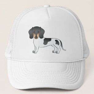 Svart och Tan Pied Kort Här Dachshund Tecknad Hund Keps
