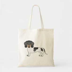 Svart och Tan Pied Kort Här Dachshund Tecknad Hund Tygkasse